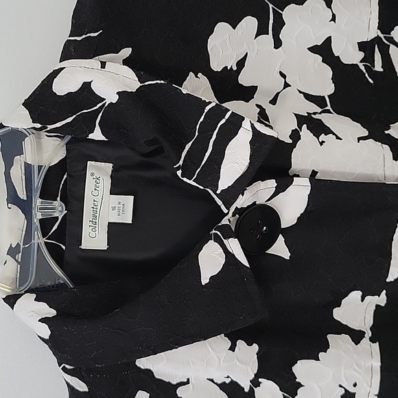 Coldwater Creek Black and White Floral Jacket, Size 16 - Picture 2 of 8